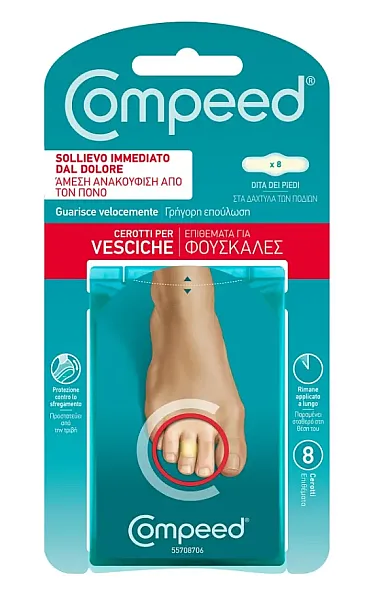 Compeed Blisters on Toes Επιθέματα για Φουσκάλες στα Δάκτυλα των Ποδιών 8 τεμάχια